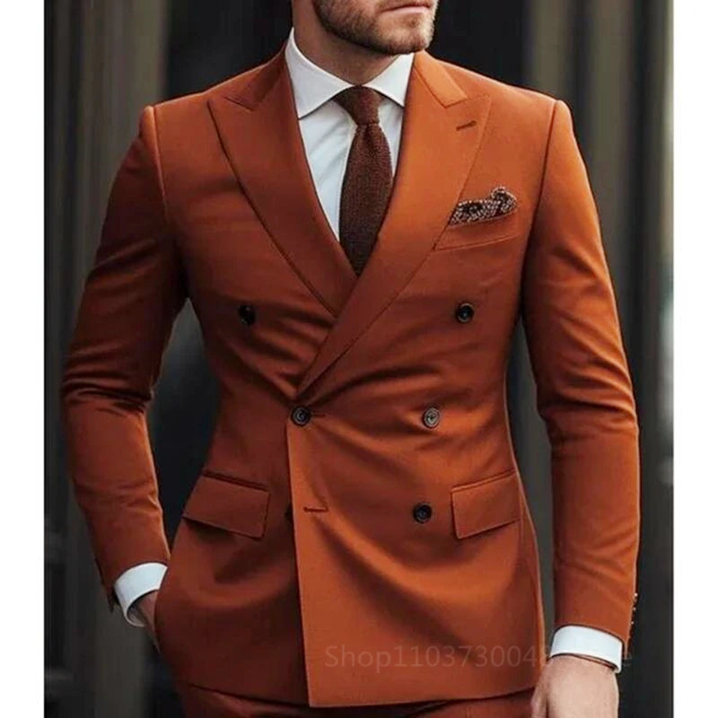 Solid 2 Pieces Men Suits