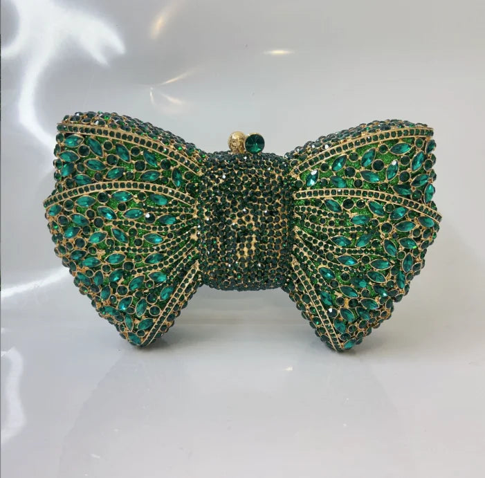 Newest Rhinestone Green/Black Clutch Purse