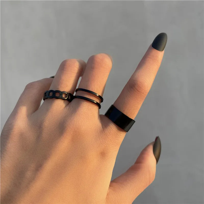 Silver Color Crystal Rings Set Women,