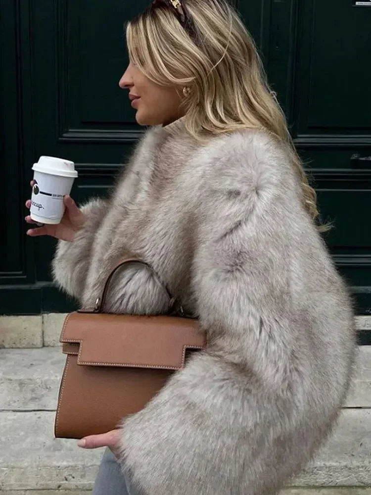 Fashion Fluffy Faux Fur Coat