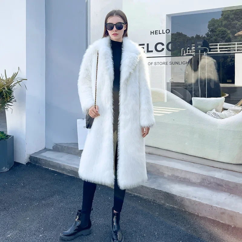 Long Faux Fur Jacket Overcoat