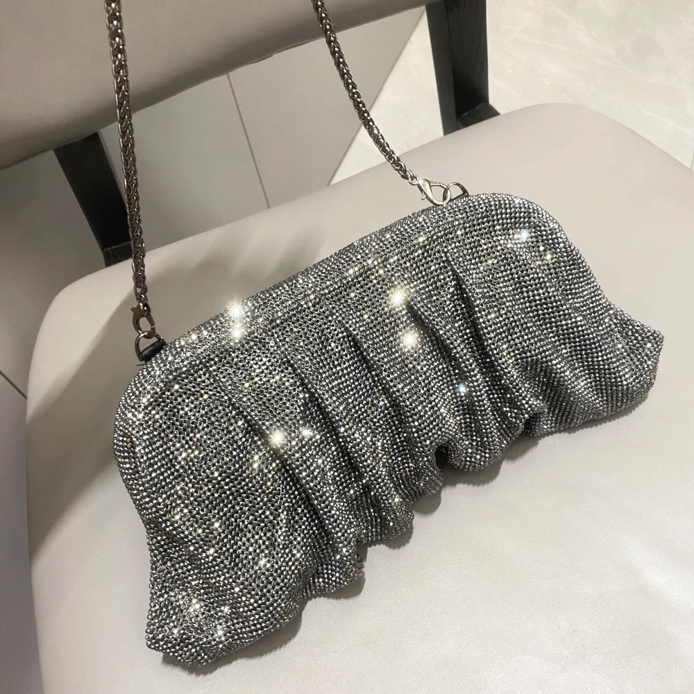 Shiny Rhinestones Handmade Evening Clutch