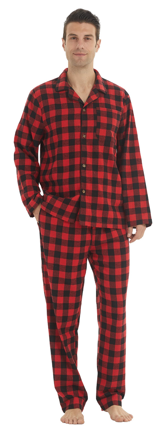 Mens Flannel Pajama Sets Cotton