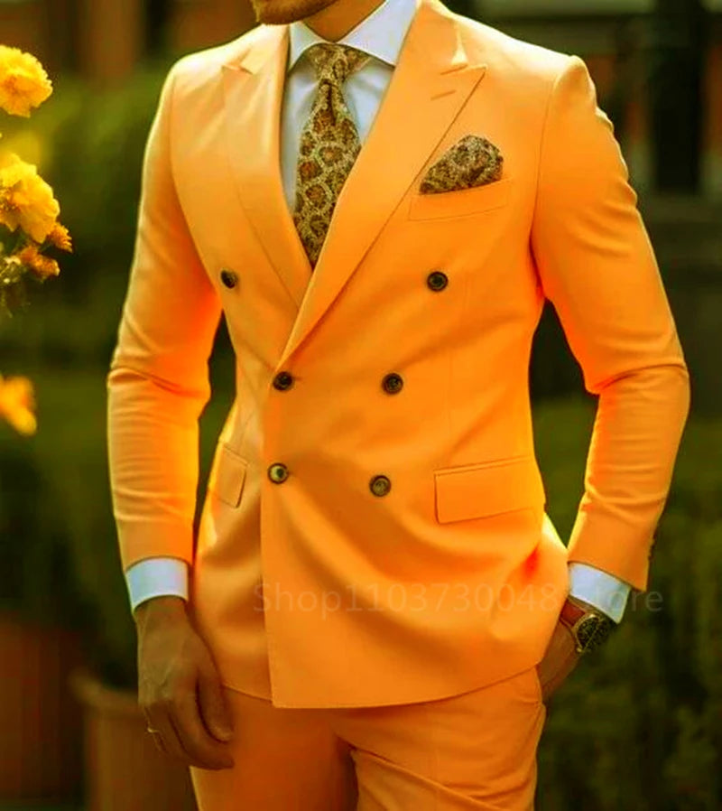 Solid 2 Pieces Men Suits