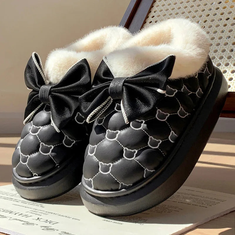 Platform Ankle Boots Female Bowknot