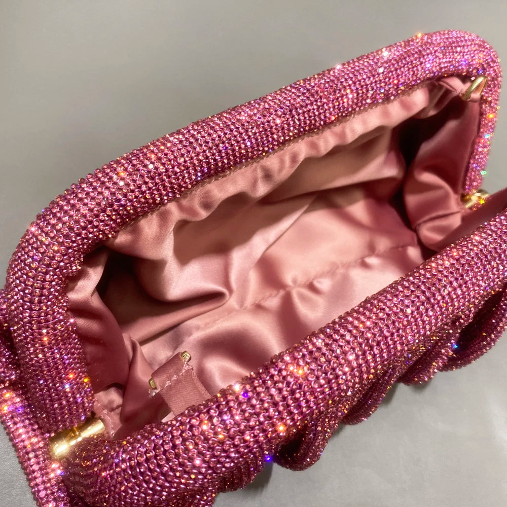 Shiny Rhinestones Handmade Evening Clutch