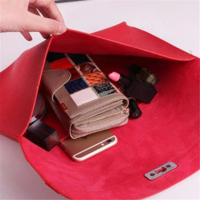 Red Clutch Bag Women Simple