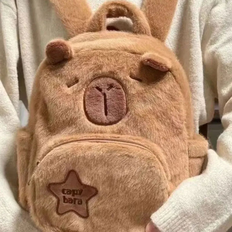 Kawaii Capybara Plush Backpack for