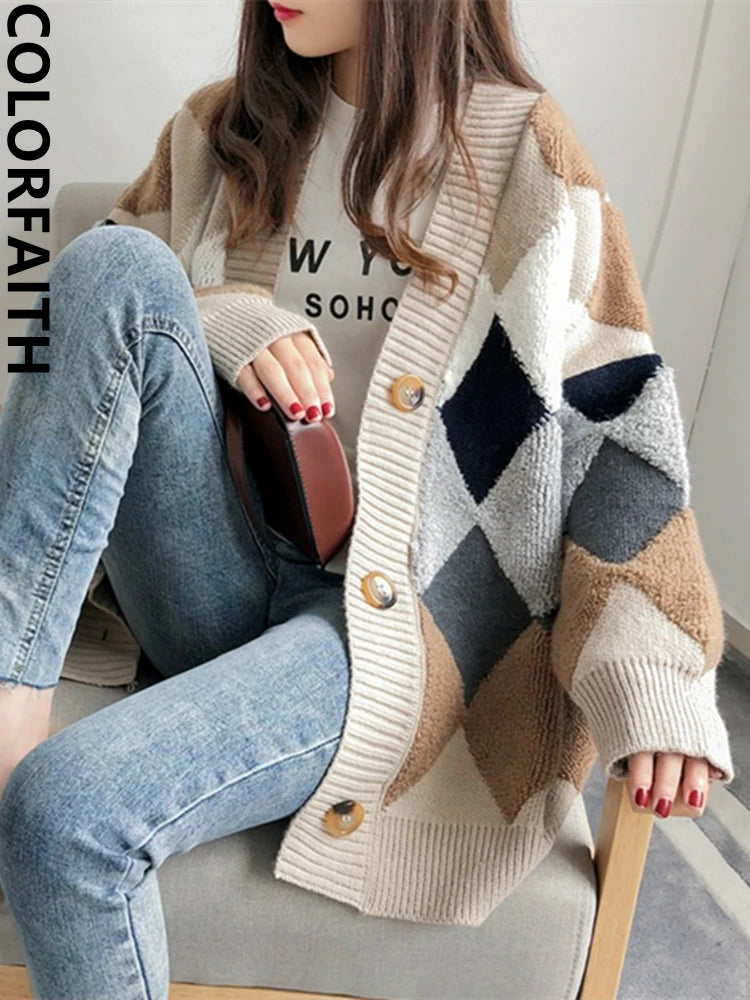 Colorfaith 2022 Plaid Chic Cardigans